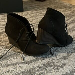 Wedge Black Booties 8.5